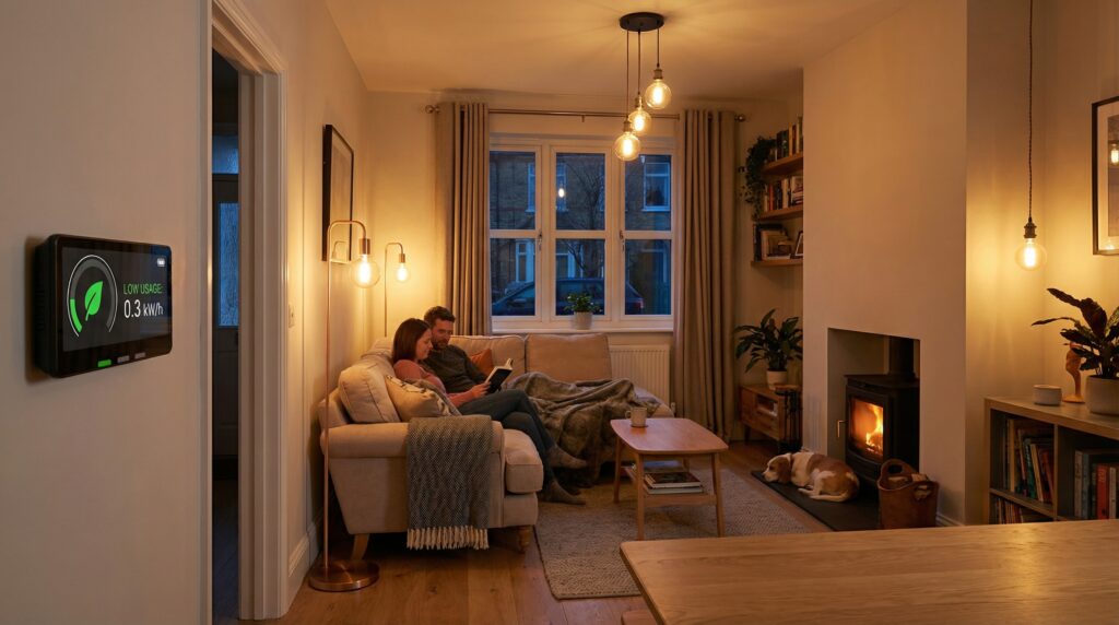 Modern UK living room interior representing household finances