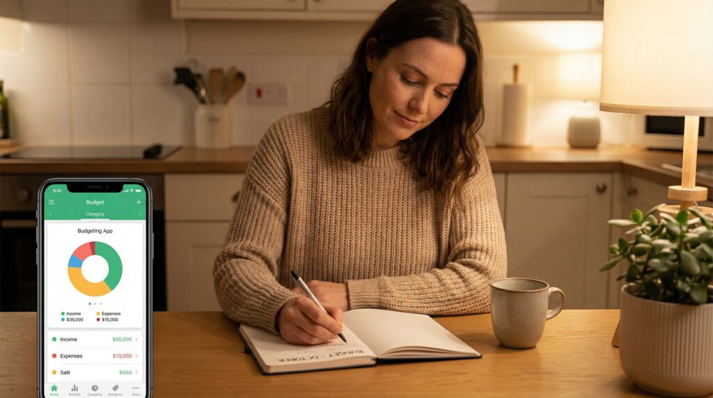 Person budgeting at their kitchen table