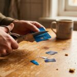 Person cutting up a credit card