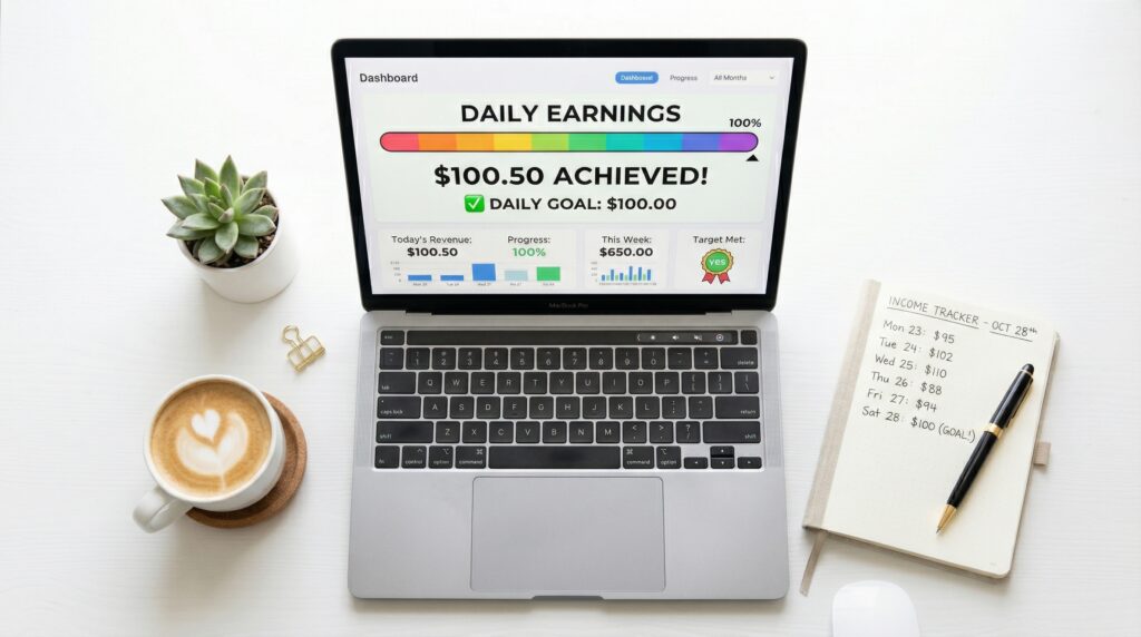 Flatlay of laptop and financial documents for money management