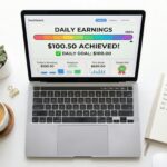 Flatlay of laptop and financial documents for money management