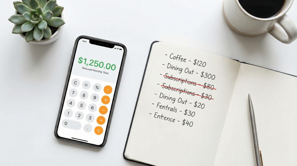 Smartphone calculator showing financial calculations and budgeting math